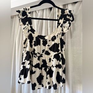 NWT FRANCESCA’S Cow Print Blouse (L)